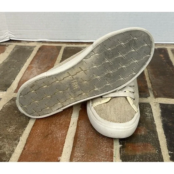 Frye Gia Tan Lace Up Sneakers Low Top Lace Up Canvas Tweed Shoes Women's 8 - Picture 7 of 7